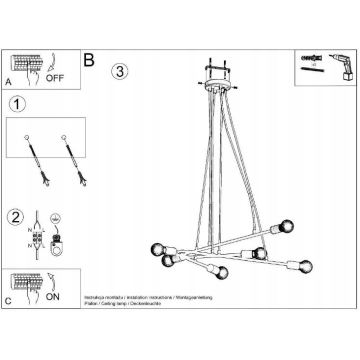 Lampadario su filo ASTRAL 6xE27/60W/230V