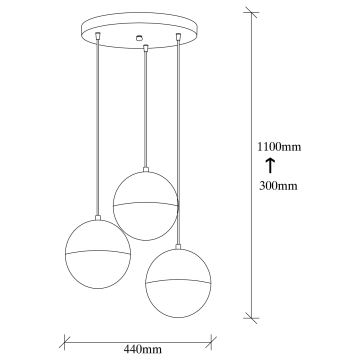 Lampadario su filo BASTOS 3xE27/40W/230V