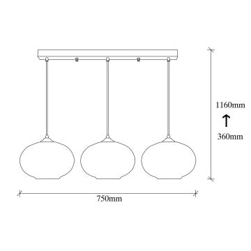 Lampadario su filo CAMINI 3xE27/40W/230V