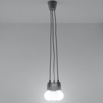 Lampadario su filo DIEGO 3xE27/60W/230V grigio