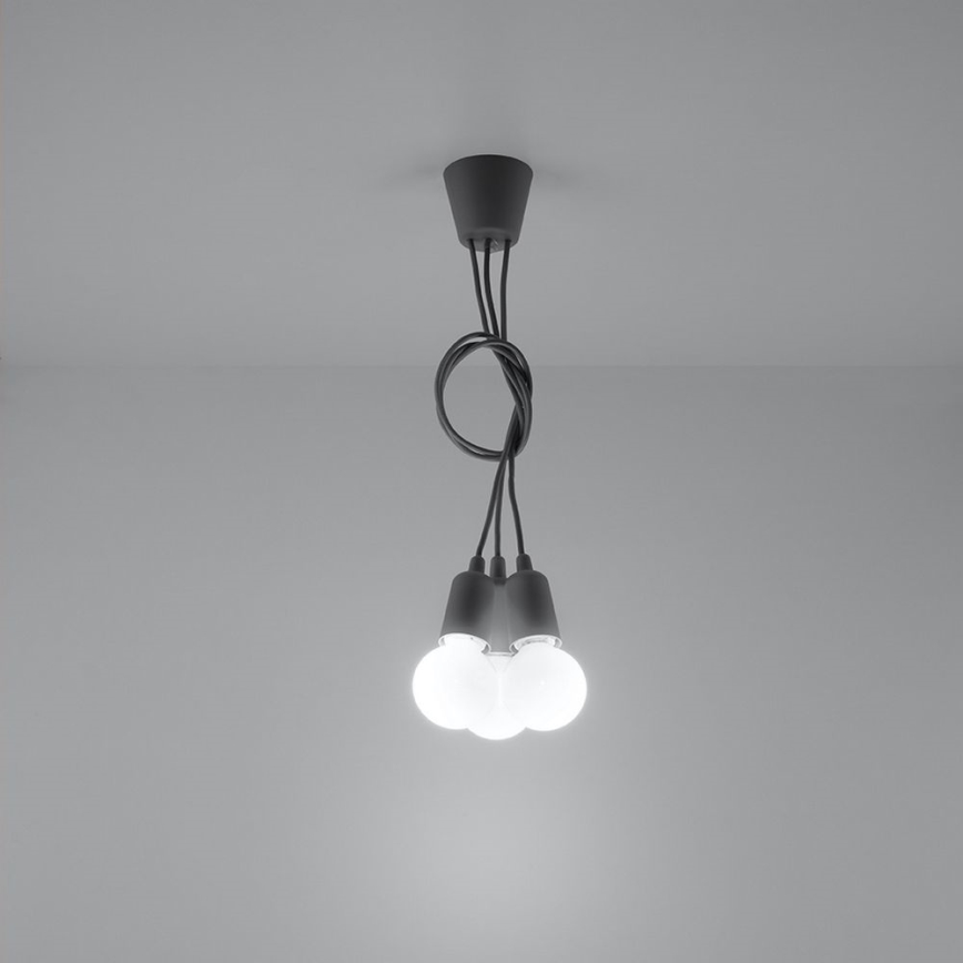 Lampadario su filo DIEGO 3xE27/60W/230V grigio