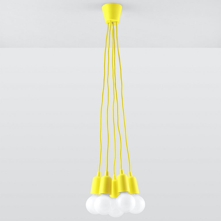 Lampadario su filo DIEGO 5xE27/60W/230V giallo