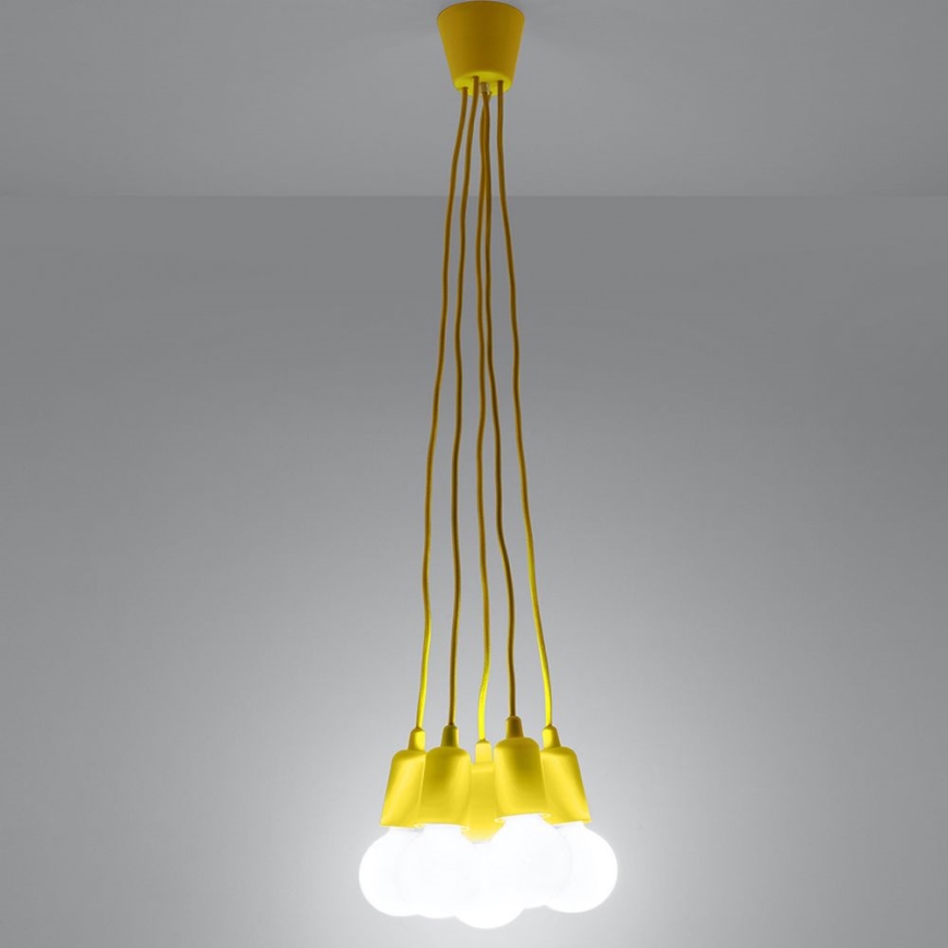 Lampadario su filo DIEGO 5xE27/60W/230V giallo