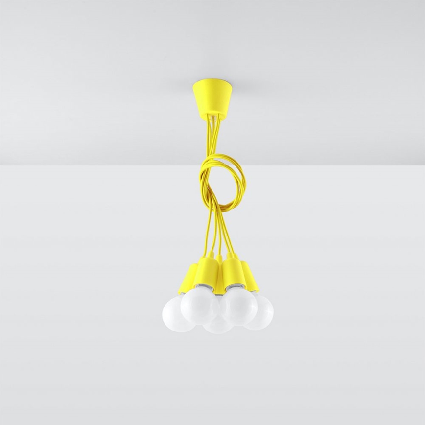 Lampadario su filo DIEGO 5xE27/60W/230V giallo