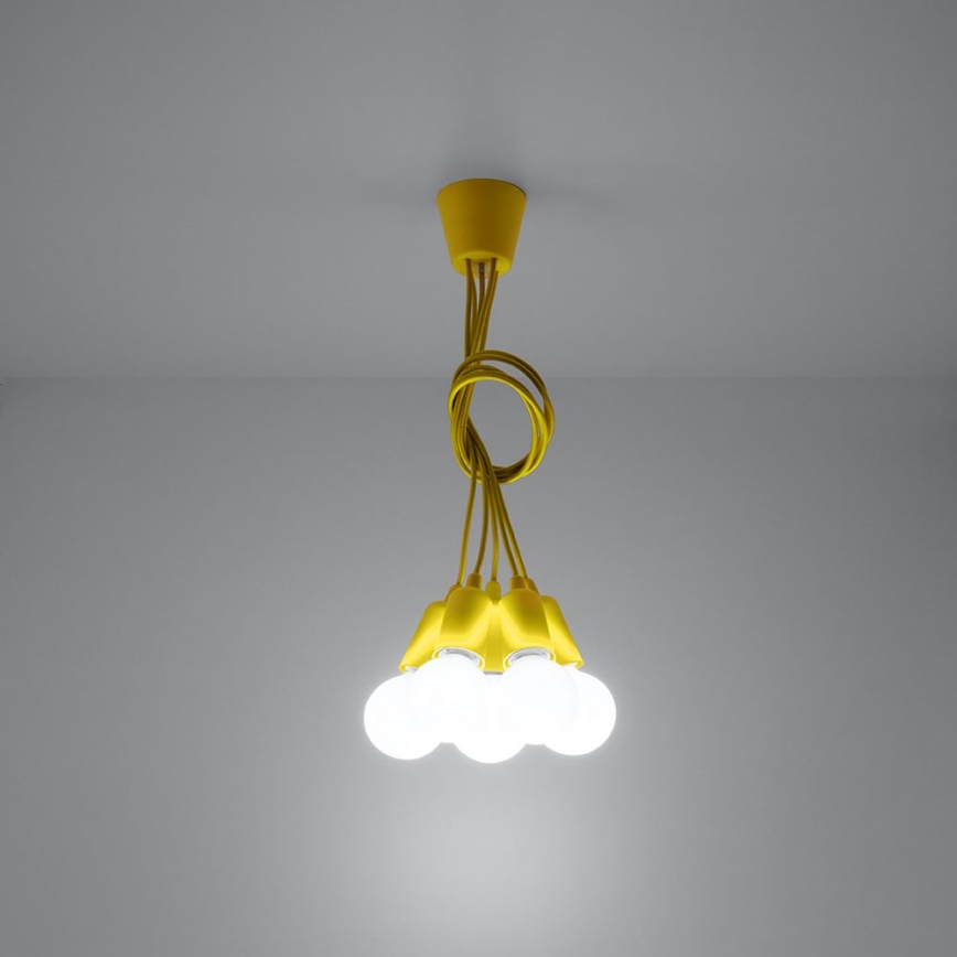 Lampadario su filo DIEGO 5xE27/60W/230V giallo