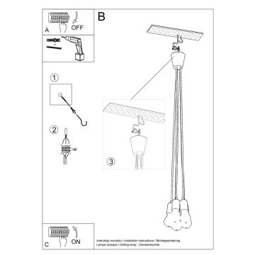 Lampadario su filo DIEGO 5xE27/60W/230V verde