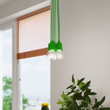 Lampadario su filo DIEGO 5xE27/60W/230V verde