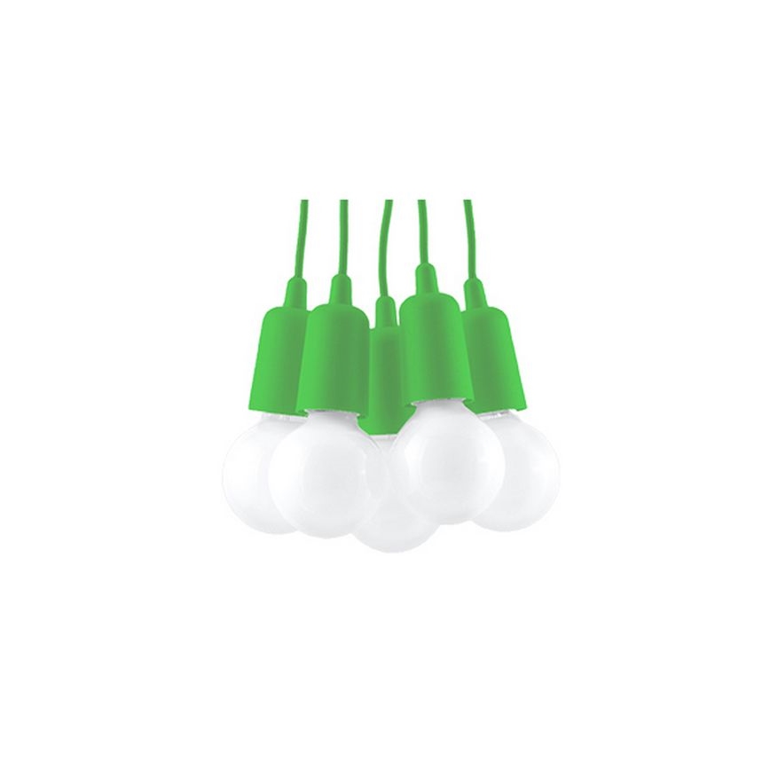 Lampadario su filo DIEGO 5xE27/60W/230V verde