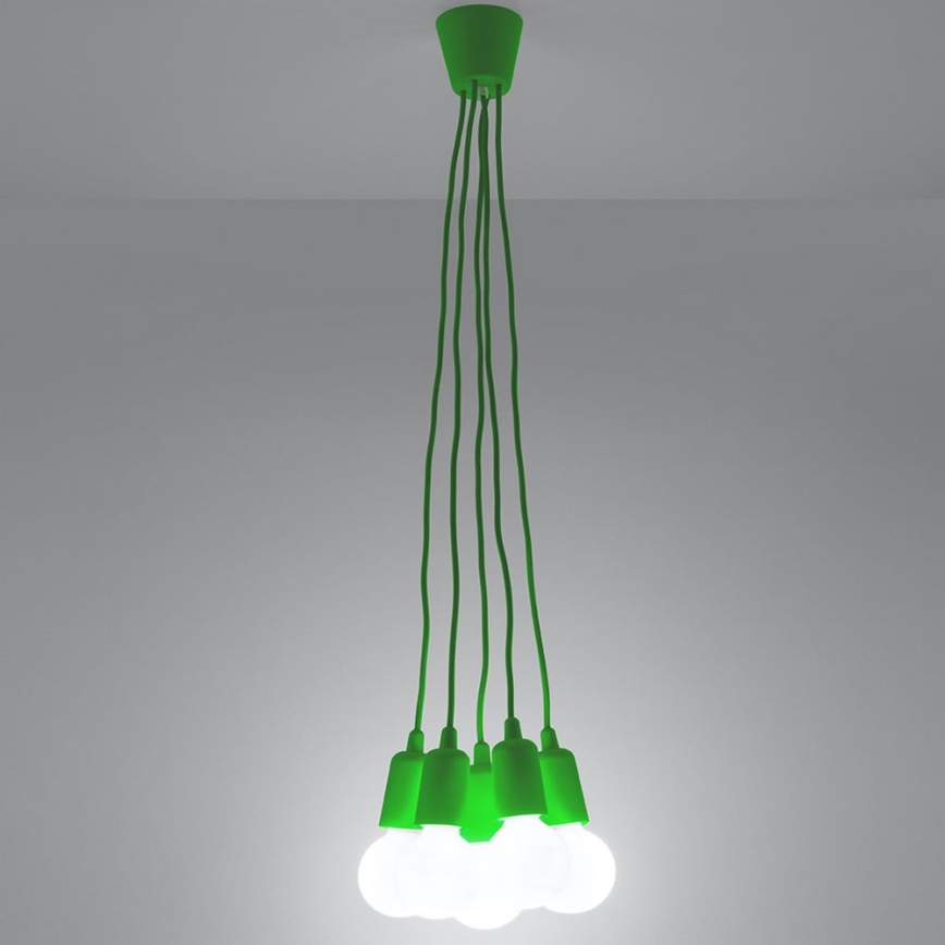 Lampadario su filo DIEGO 5xE27/60W/230V verde