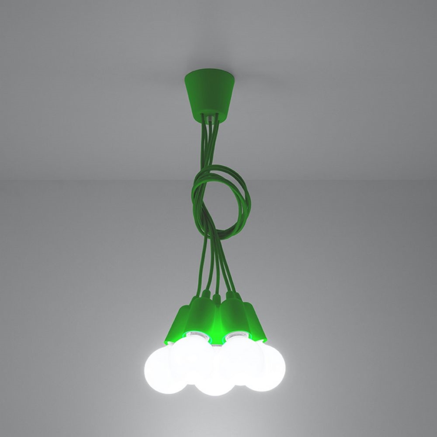 Lampadario su filo DIEGO 5xE27/60W/230V verde