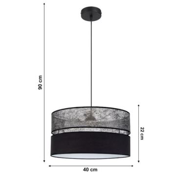 Lampadario su filo  LIMA 1xE27/60W/230V nero