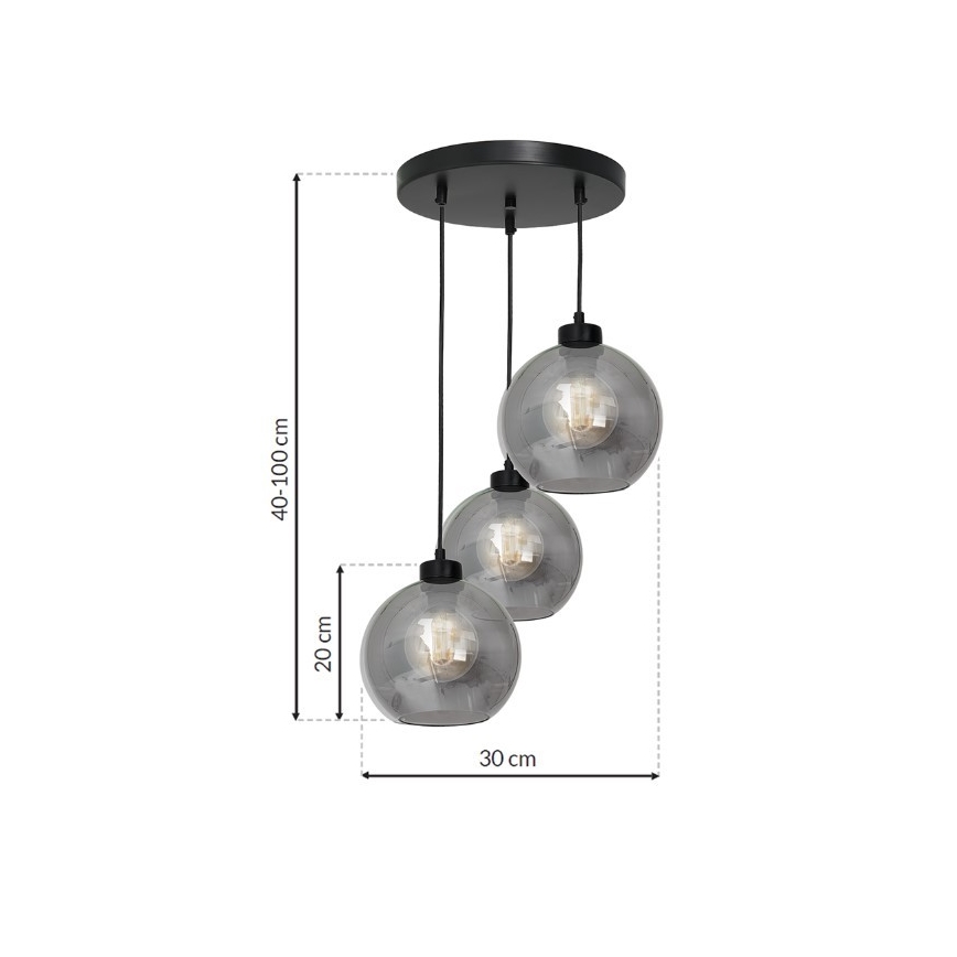 Lampadario su filo SOFIA 3xE27/60W/230V nero