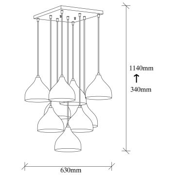 Lampadario su filo TATTOO 9xE27/40W/230V