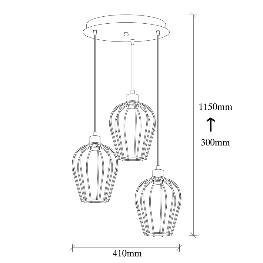 Lampadario su filo TEL 3xE27/100W/230V