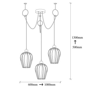 Lampadario su filo TEL 3xE27/40W/230V