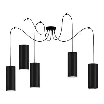 Lampadario su filo ZIK 5xE27/40W/230V nero