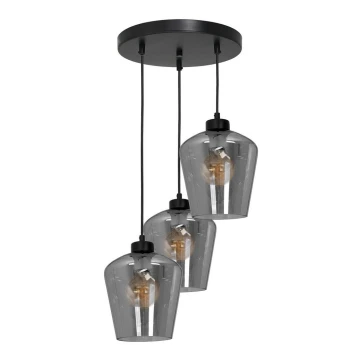 Lampadario su fune SANTIAGO 3xE27/60W/230V nero