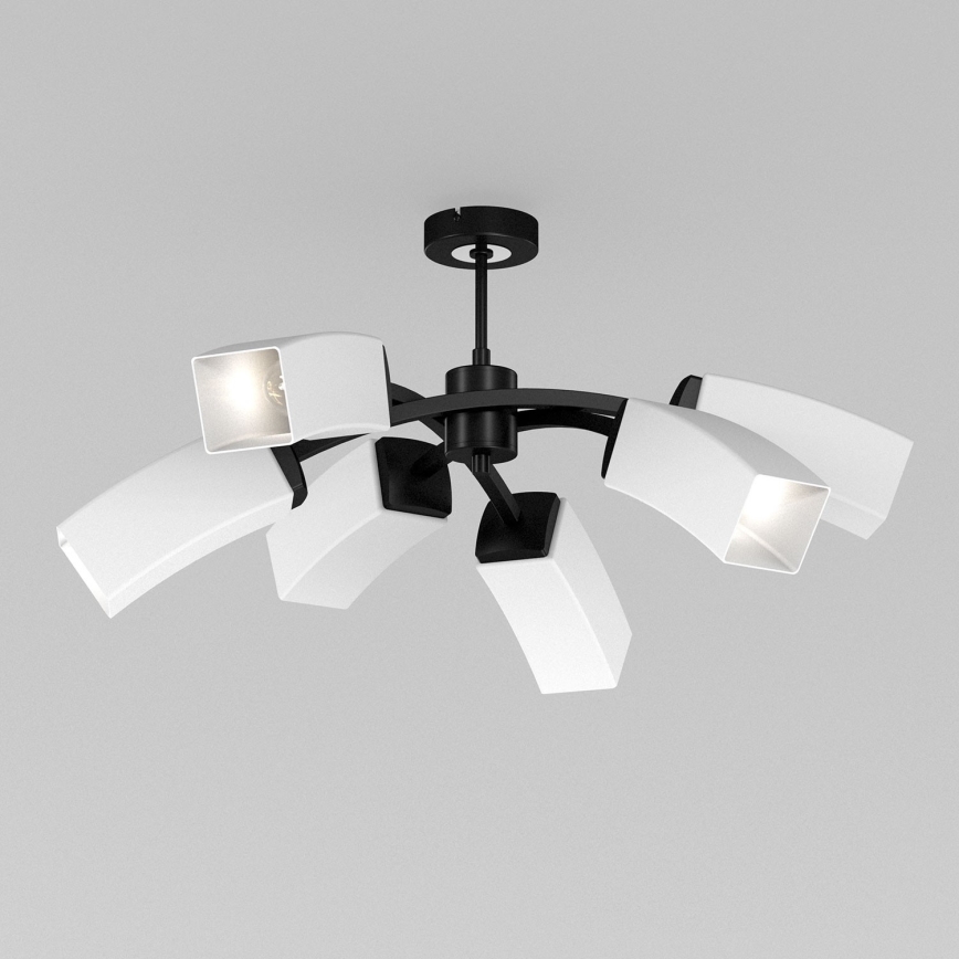 Lampadario su palo  CROWN 6xE14/60W/230Vnero bianco