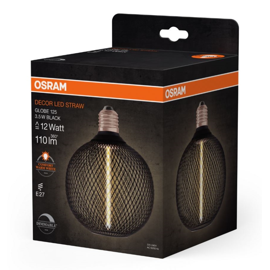 Lampadina LED dimmerabile DECOR  FILAMENT G125 E27/3,5W/230V 1800K nero - Osram