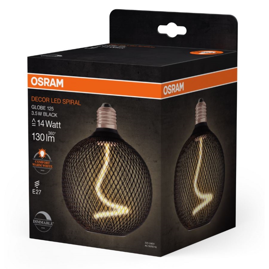 Lampadina LED dimmerabile DECOR FILAMENT G125 E27/3,5W/230V 1800K nero - Osram