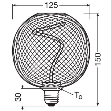 Lampadina LED dimmerabile DECOR FILAMENT G125 E27/3,5W/230V 1800K nero - Osram