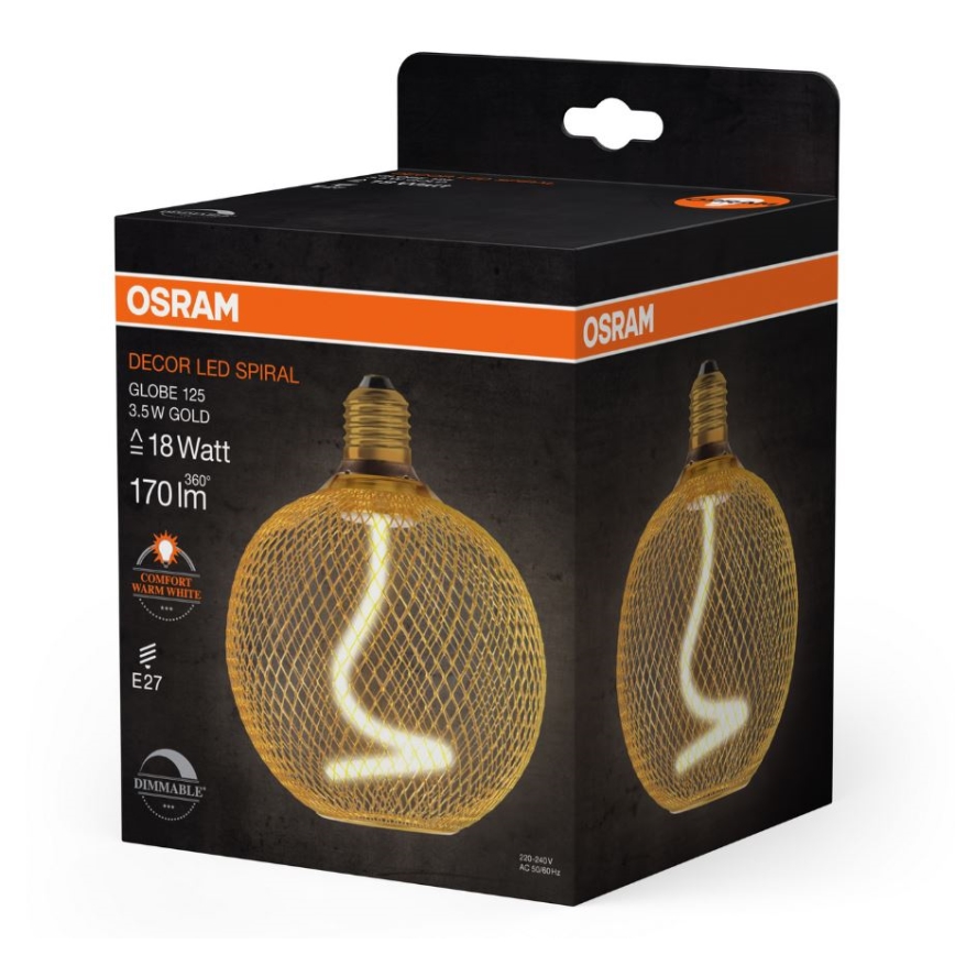 Lampadina LED dimmerabile DECOR FILAMENT G125 E27/3,5W/230V 1800K oro - Osram