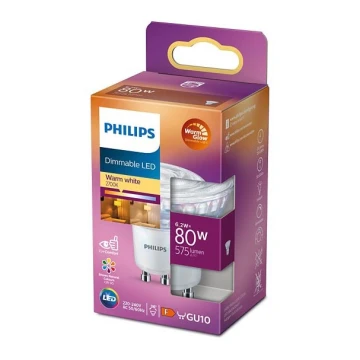 Lampadina LED dimmerabile Philips Warm Glow GU10/6,2W/230V 2200-2700K CRI 90