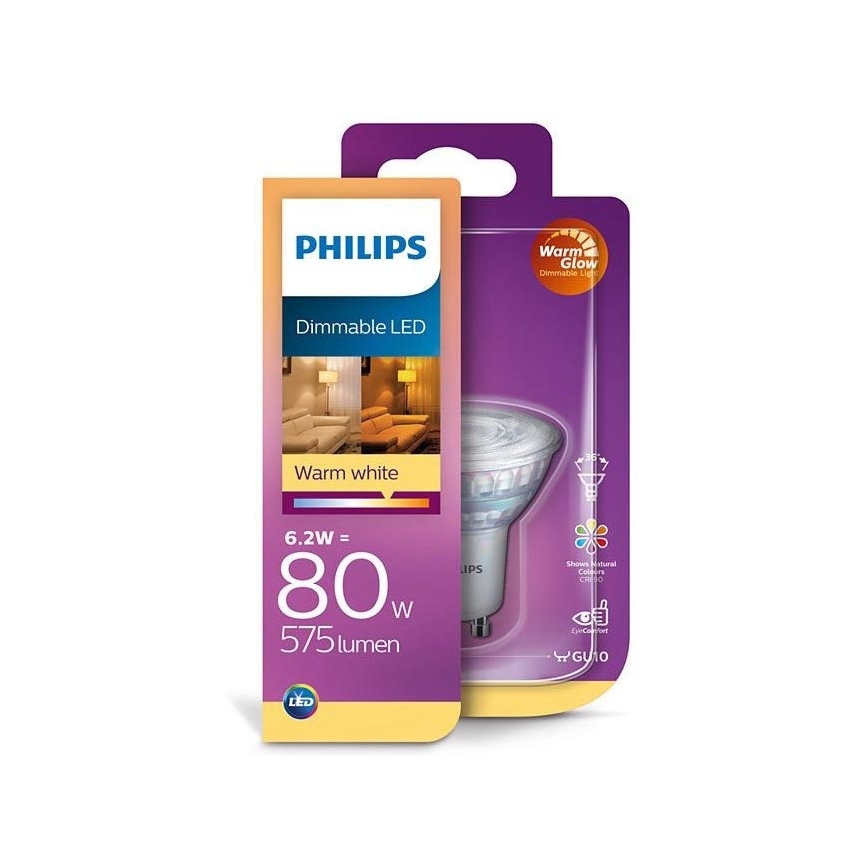 Lampadina LED dimmerabile Philips GU10/6,2W/230V 4000K CRI 90