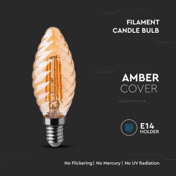 Lampadina LED FILAMENT AMBER E14/4W/230V 2200K