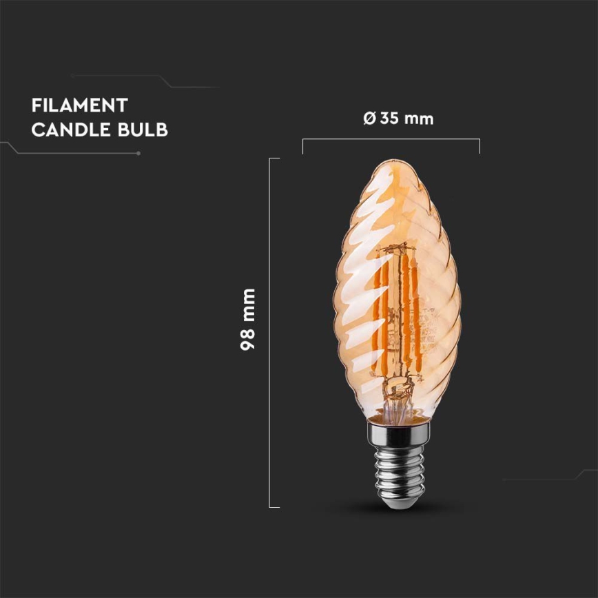 Lampadina LED FILAMENT AMBER E14/4W/230V 2200K