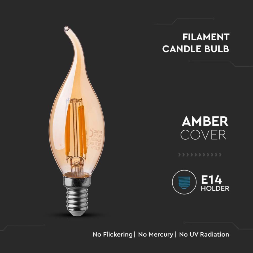 Lampadina LED FILAMENT AMBER E14/4W/230V 2200K