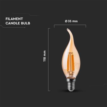 Lampadina LED FILAMENT AMBER E14/4W/230V 2200K