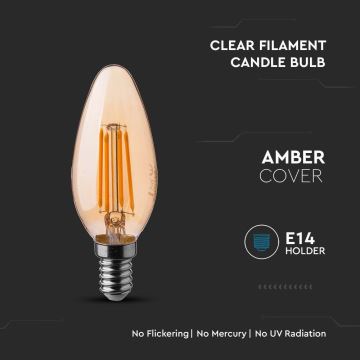 Lampadina LED FILAMENT AMBER E14/4W/230V 2200K