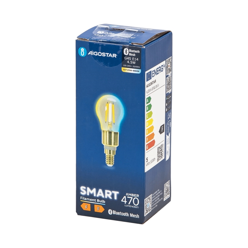 Lampadina LED FILAMENT G45 E14/4,5W/230V 2700-6500K - Aigostar