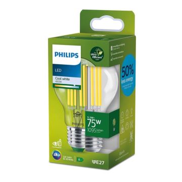 Lampadina LED FILAMENT Philips A70 E27/5,2W/230V 4000K