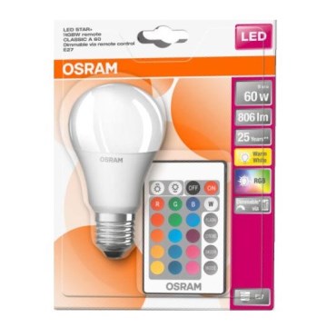 Lampadina LED RGB dimmerabile STAR+ A60 E27/9W/230V 2700K - Osram