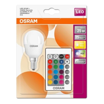 Lampadina LED RGBW dimmerabile RETROFIT E14/4,5W/230V 2700K + TC - Osram