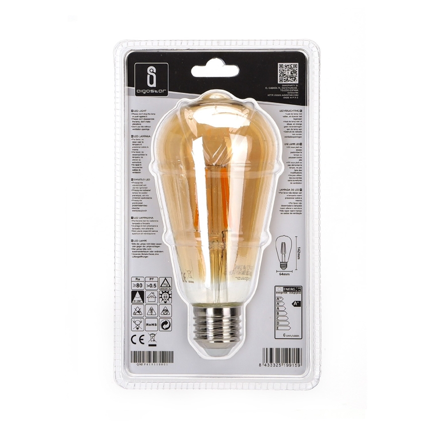 Lampadina LED ST64 E27/6W/230V 2200K - Aigostar