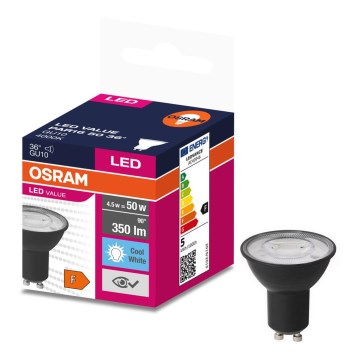 Lampadina LED VALUE PAR16 GU10/4,5W/230V 6500K 36° nero - Ledvance