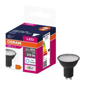 Lampadina LED VALUE PAR16 GU10/6,9W/230V 6500K 120° nero - Ledvance