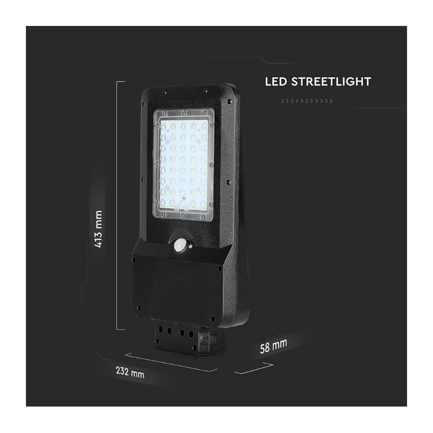 Lampione stradale solare a LED con sensore LED/15W/7,4V 4000K IP65