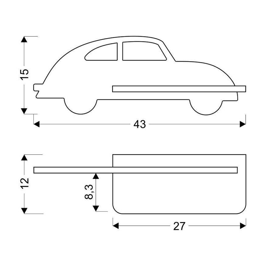 LED Applique per bambini con mensola CAR LED/5W/230V nero/legno