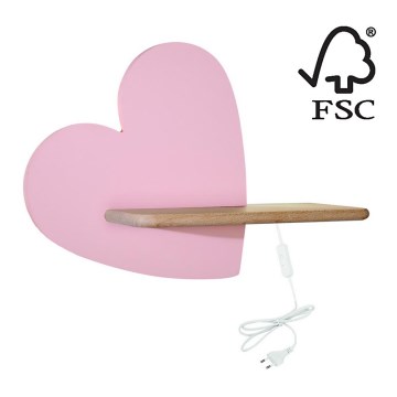 LED Applique per bambini con mensola HEART  LED/5W/230V rosa/legno