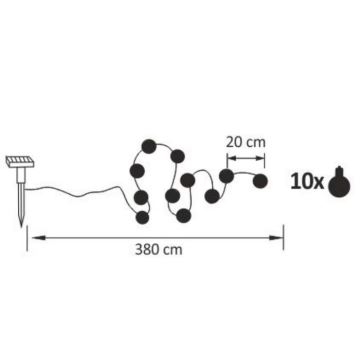 LED Catena decorativa solare LED/1,2V 3,8 m IP44