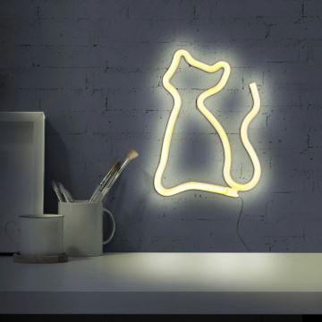 LED Decorazione murale al neon CAT LED/3W/3xAA giallo