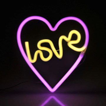 LED Decorazione murale al neon LOVE LED/3W/3xAA USB rosa