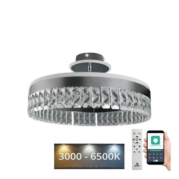 LED Dimmerabile cristallo Lampadario a plafone LED/75W/230V 3000-6500K cromo + telecomando