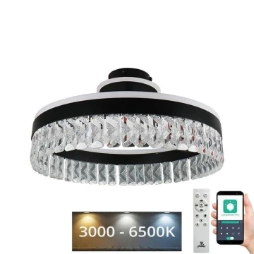 LED Dimmerabile cristallo Lampadario a plafone LED/75W/230V 3000-6500K nero + telecomando