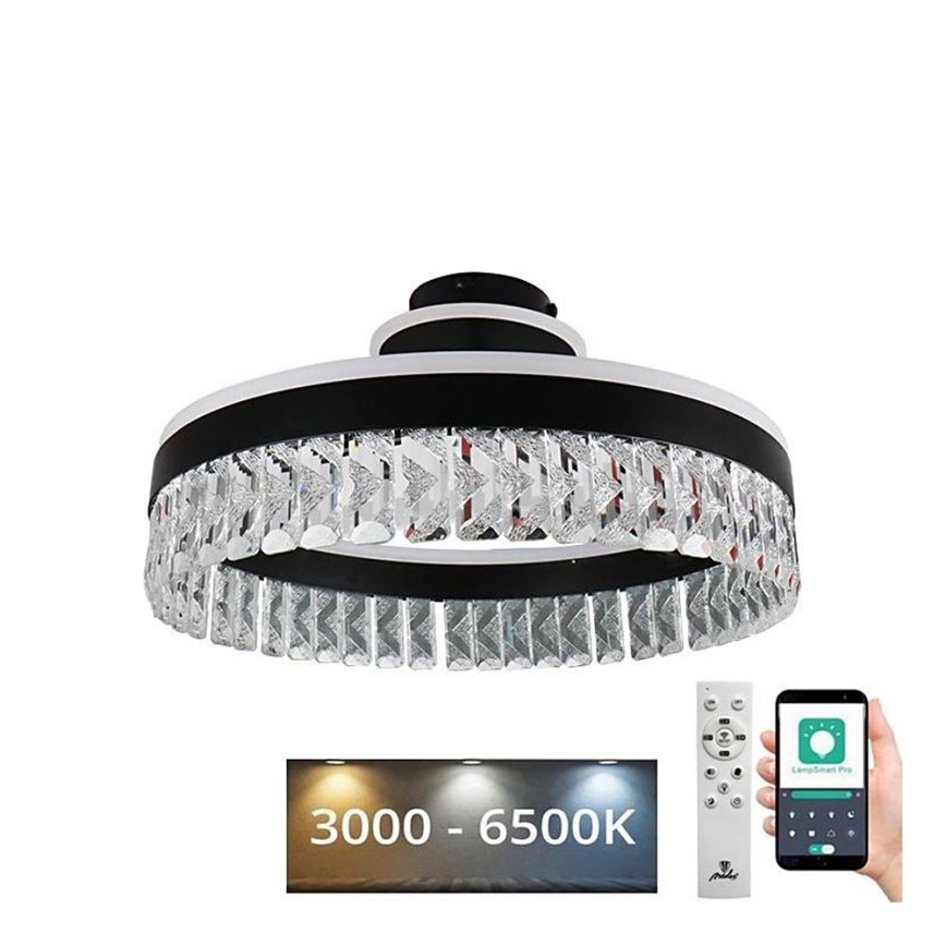 LED Dimmerabile cristallo Lampadario a plafone LED/75W/230V 3000-6500K nero + telecomando