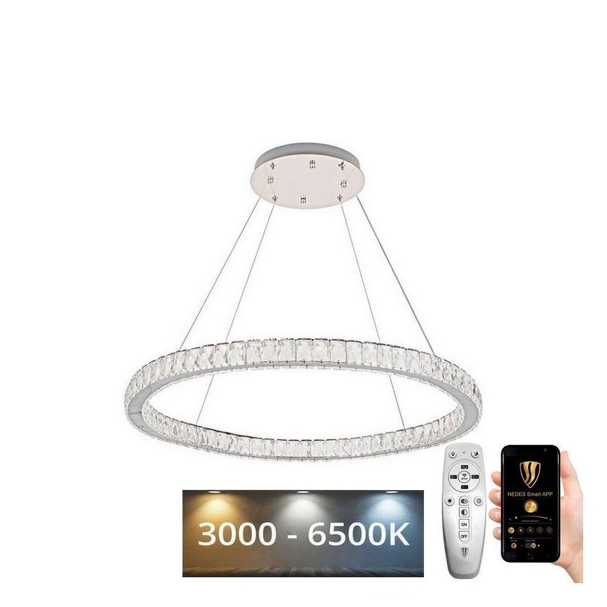 LED Dimmerabile cristallo lampadario su filo LED/100W/230V 3000-6500K argento + telecomando